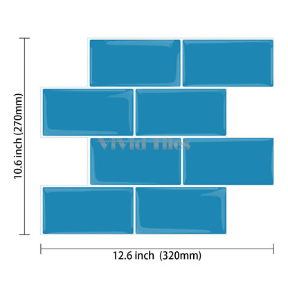 Thicker Blue Subway Vinyl Tile With White Grout HB218 by Vivid Tiles | Souqify