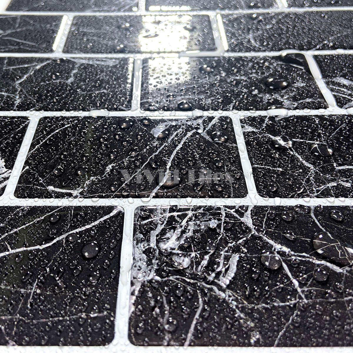 Thicker Upgrade Black Marble Vinyl Subway Tile HB117 by Vivid Tiles | Souqify