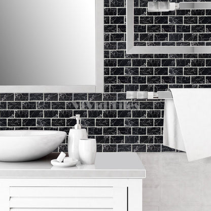 Thicker Upgrade Black Marble Vinyl Subway Tile HB117 by Vivid Tiles | Souqify