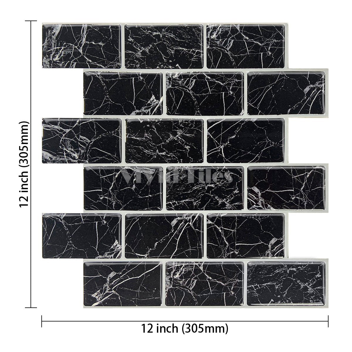 Thicker Upgrade Black Marble Vinyl Subway Tile HB117 by Vivid Tiles | Souqify