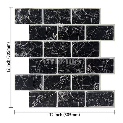 Thicker Upgrade Black Marble Vinyl Subway Tile HB117 by Vivid Tiles | Souqify