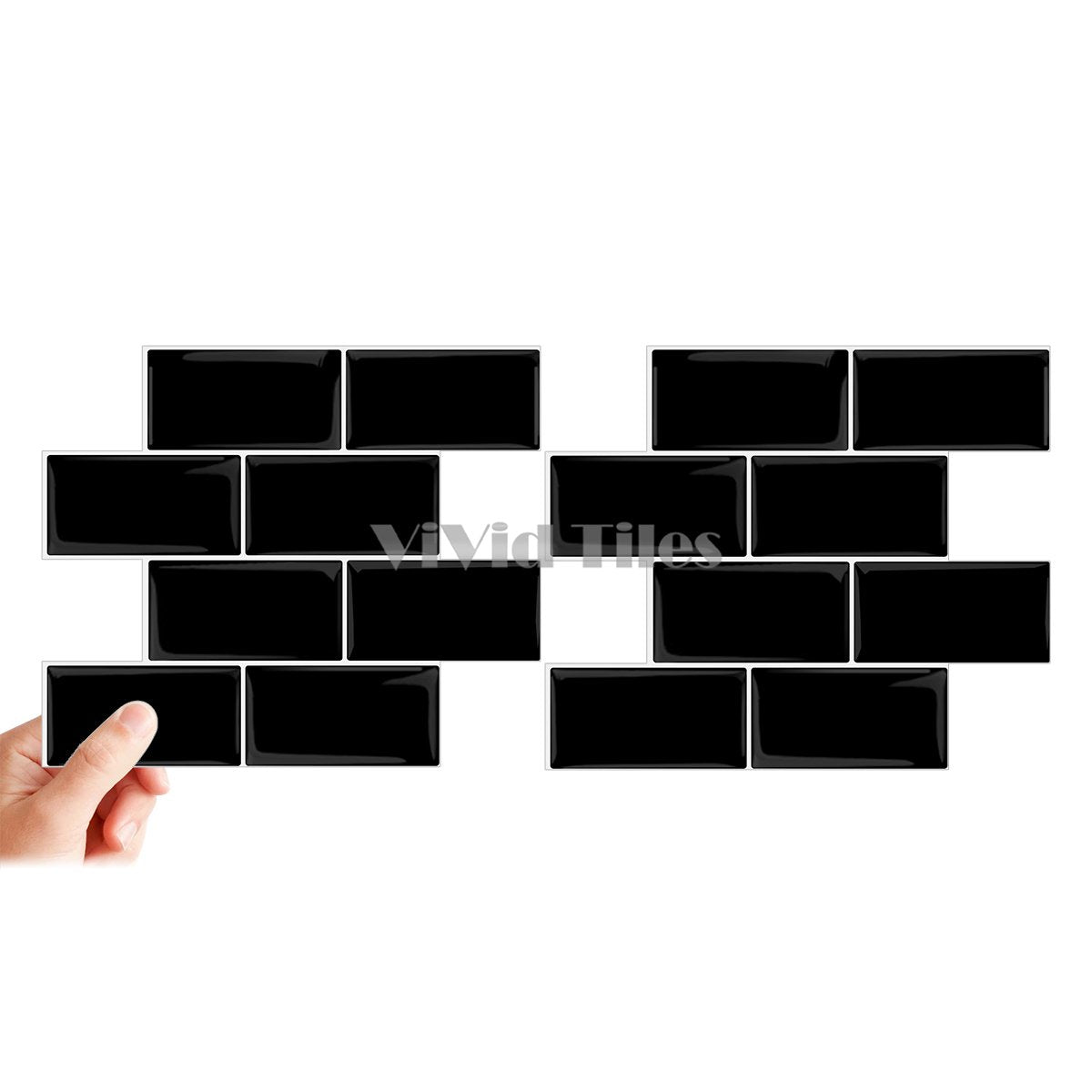 Thicker Upgrade Black Subway Vinyl Tile With White Grout HB216 by Vivid Tiles | Souqify