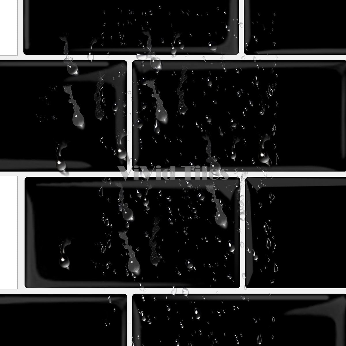 Thicker Upgrade Black Subway Vinyl Tile With White Grout HB216 by Vivid Tiles | Souqify