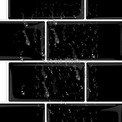 Thicker Upgrade Black Subway Vinyl Tile With White Grout HB216 by Vivid Tiles | Souqify