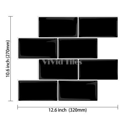 Thicker Upgrade Black Subway Vinyl Tile With White Grout HB216 by Vivid Tiles | Souqify