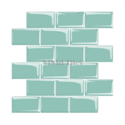Thicker Upgrade Dark Green Vinyl Subway Tile With White Grout HB109 by Vivid Tiles | Souqify
