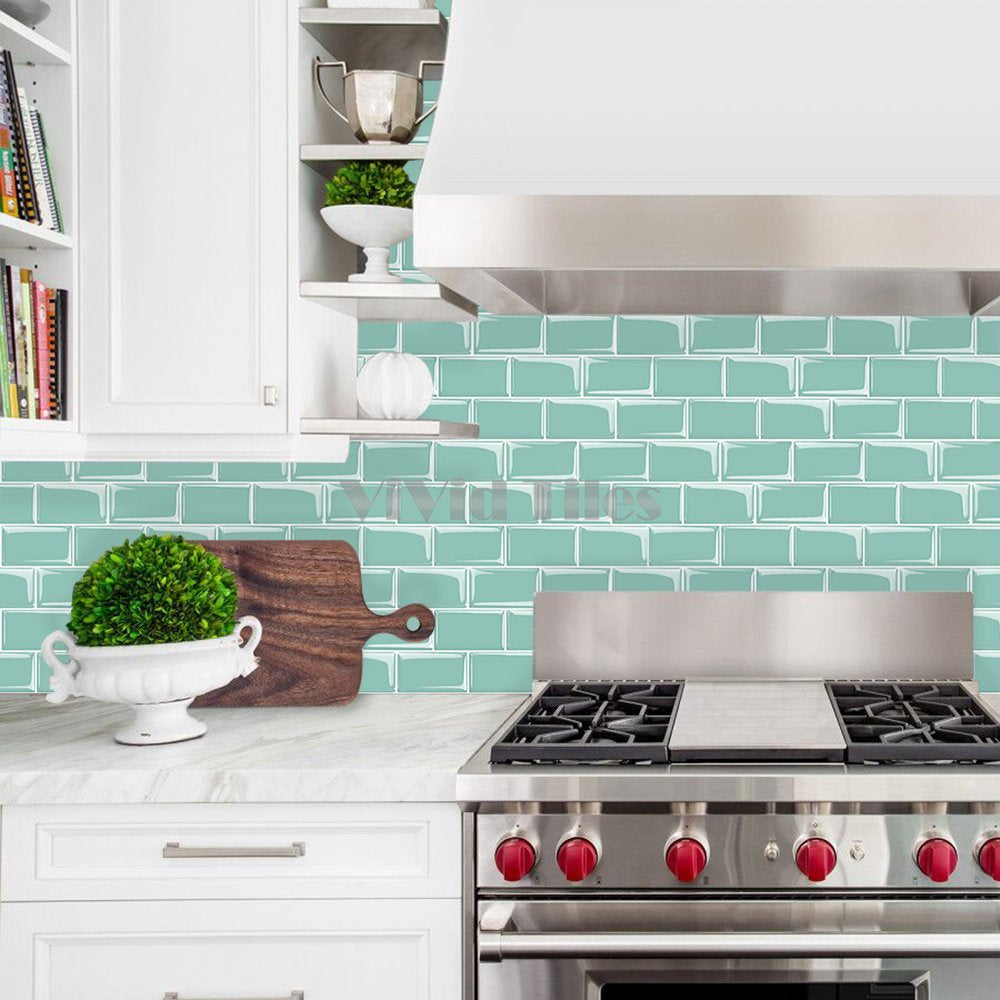 Thicker Upgrade Dark Green Vinyl Subway Tile With White Grout HB109 by Vivid Tiles | Souqify