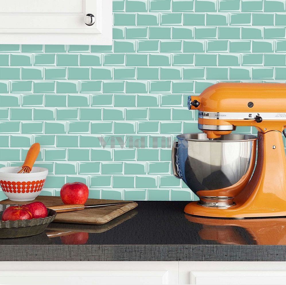 Thicker Upgrade Dark Green Vinyl Subway Tile With White Grout HB109 by Vivid Tiles | Souqify