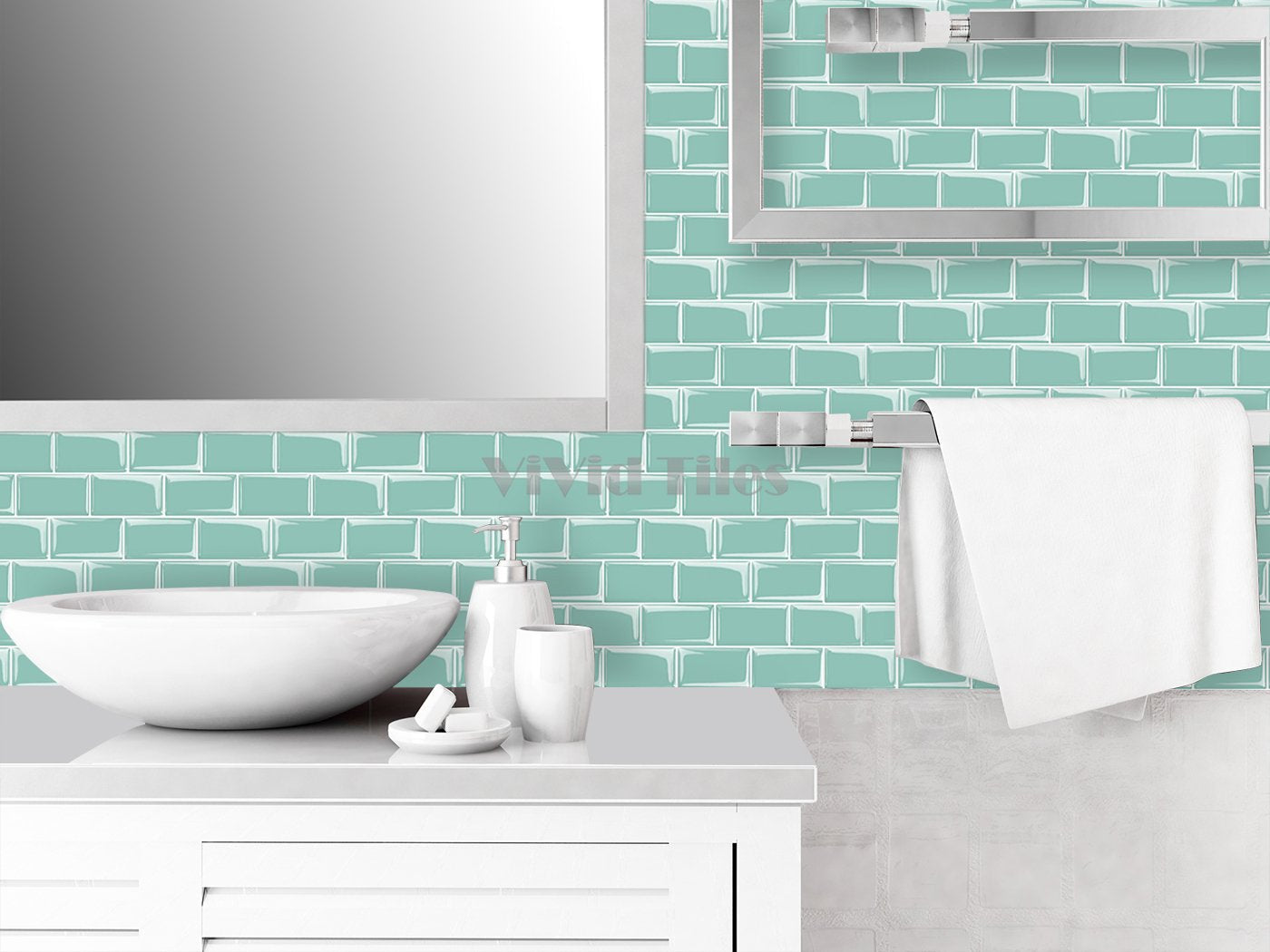 Thicker Upgrade Dark Green Vinyl Subway Tile With White Grout HB109 by Vivid Tiles | Souqify