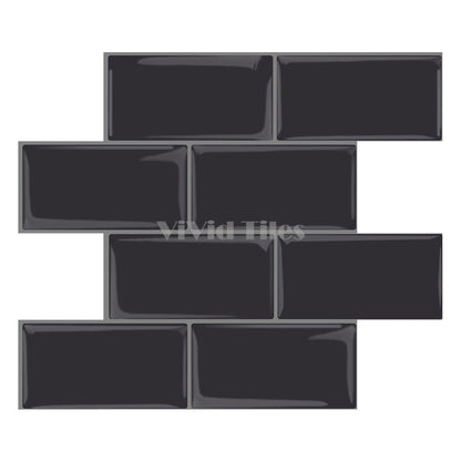 Thicker Upgrade Dark Grey Subway Vinyl Tile With Grey Grout HB201 by Vivid Tiles | Souqify