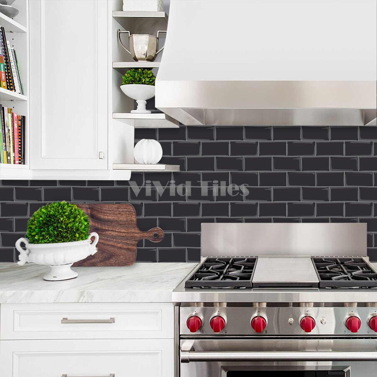 Thicker Upgrade Dark Grey Subway Vinyl Tile With Grey Grout HB201 by Vivid Tiles | Souqify