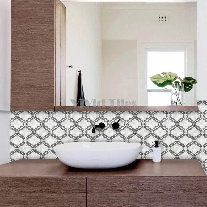 Thicker Upgrade Gray Arabesque Vinyl Tile -HB512 by Vivid Tiles | Souqify