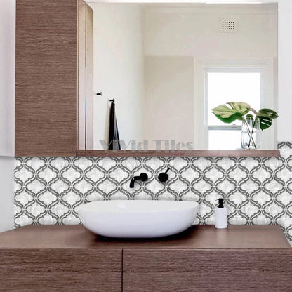 Thicker Upgrade Gray Arabesque Vinyl Tile -HB512 by Vivid Tiles | Souqify