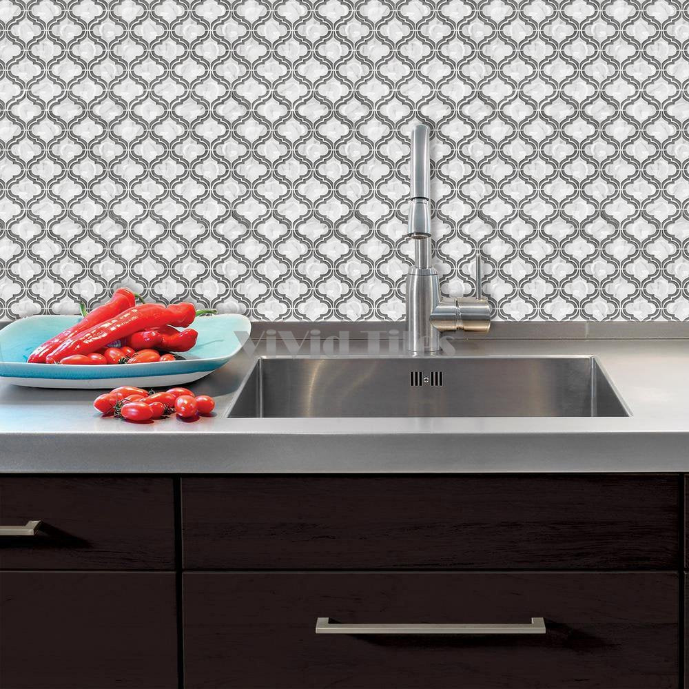 Thicker Upgrade Gray Arabesque Vinyl Tile -HB512 by Vivid Tiles | Souqify