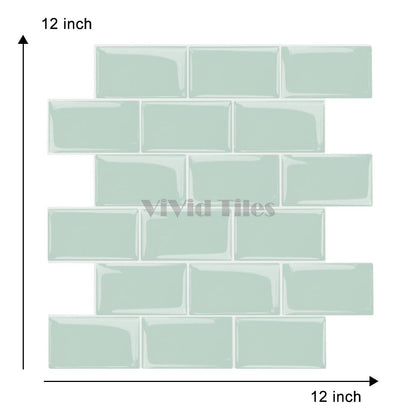 Thicker Upgrade Green Subway Tile With White Grout HB104 by Vivid Tiles | Souqify