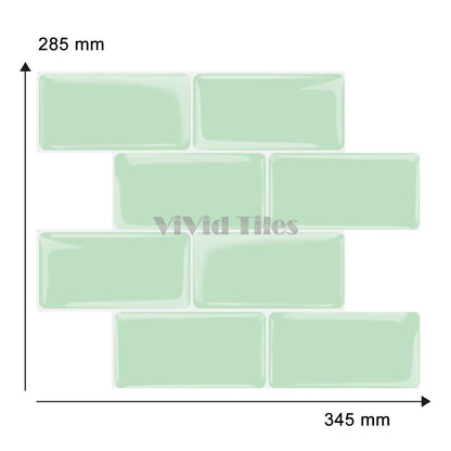Thicker Upgrade Green Subway Vinyl Tile With White Grout HB214 by Vivid Tiles | Souqify