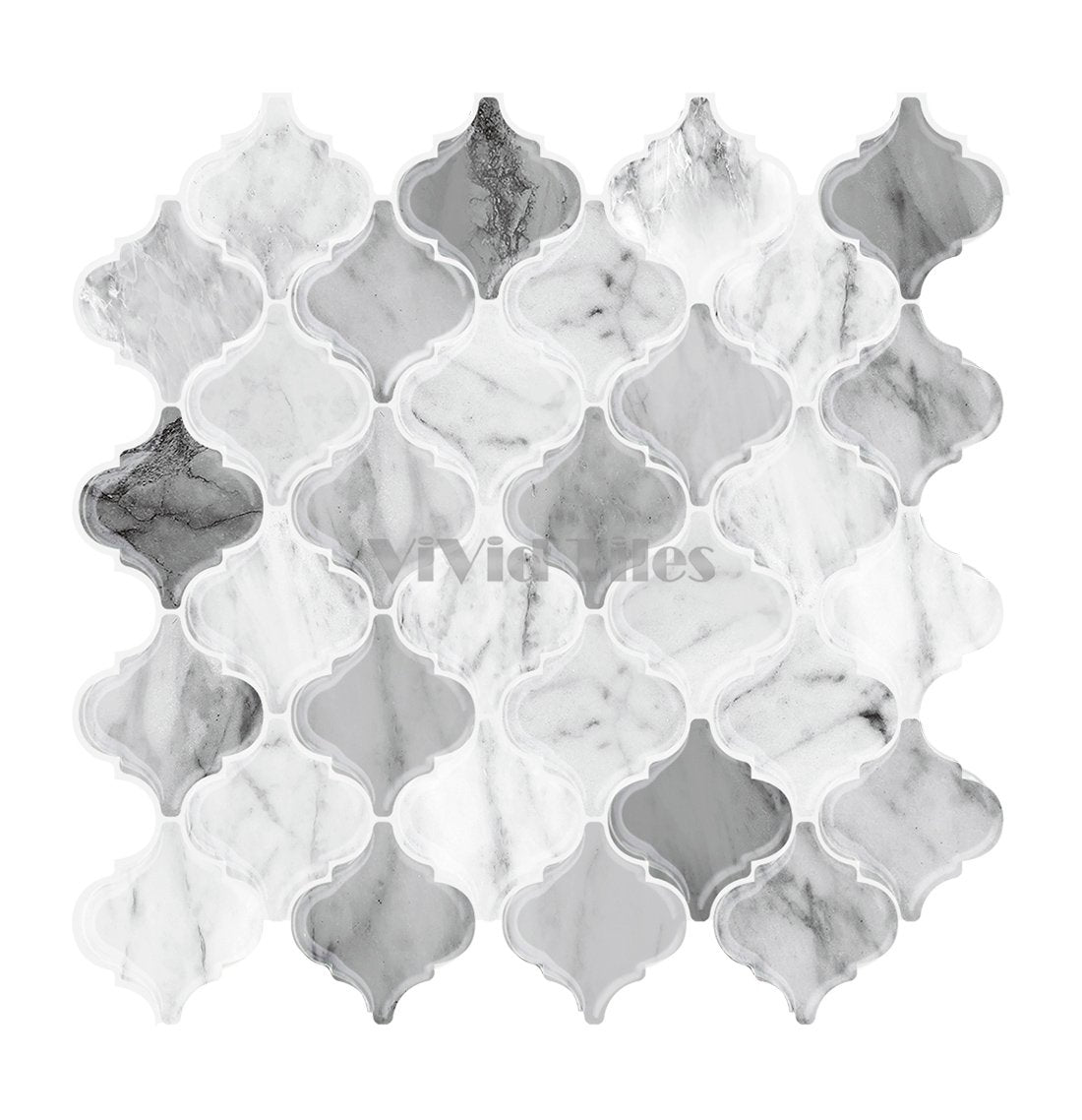 Thicker Upgrade Grey Marble Arabesque Vinyl Tile HB511 by Vivid Tiles | Souqify