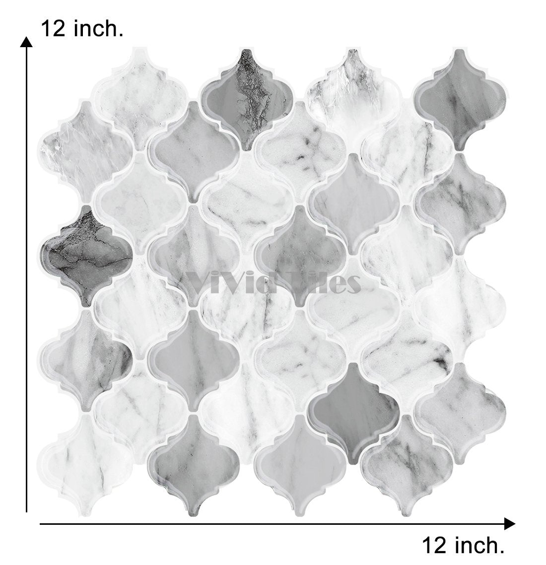 Thicker Upgrade Grey Marble Arabesque Vinyl Tile HB511 by Vivid Tiles | Souqify