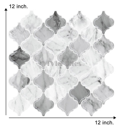 Thicker Upgrade Grey Marble Arabesque Vinyl Tile HB511 by Vivid Tiles | Souqify