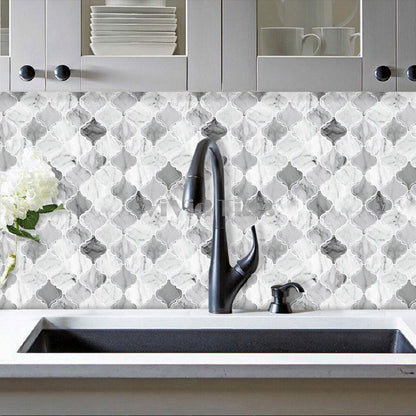 Thicker Upgrade Grey Marble Arabesque Vinyl Tile HB511 by Vivid Tiles | Souqify