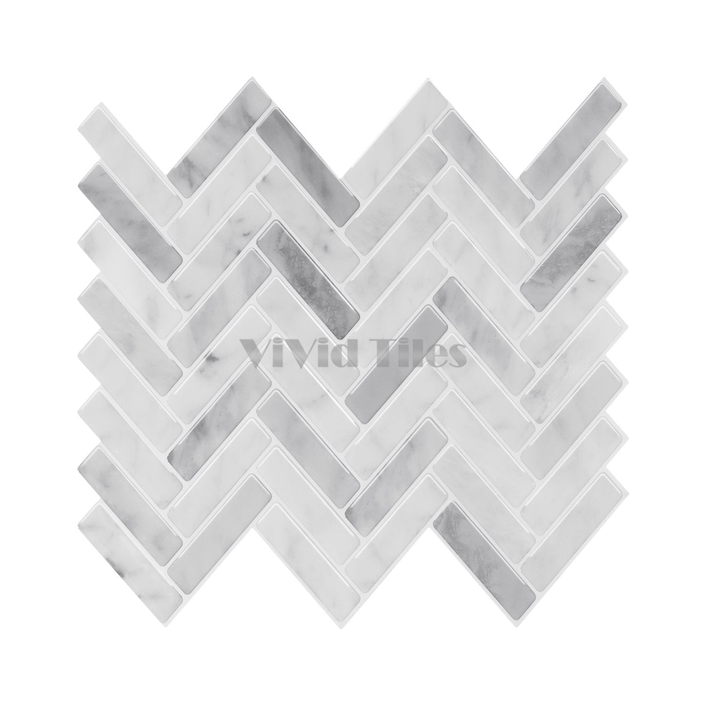 Thicker Upgrade Grey Marble Herringbone Vinyl Tile HB404 by Vivid Tiles | Souqify