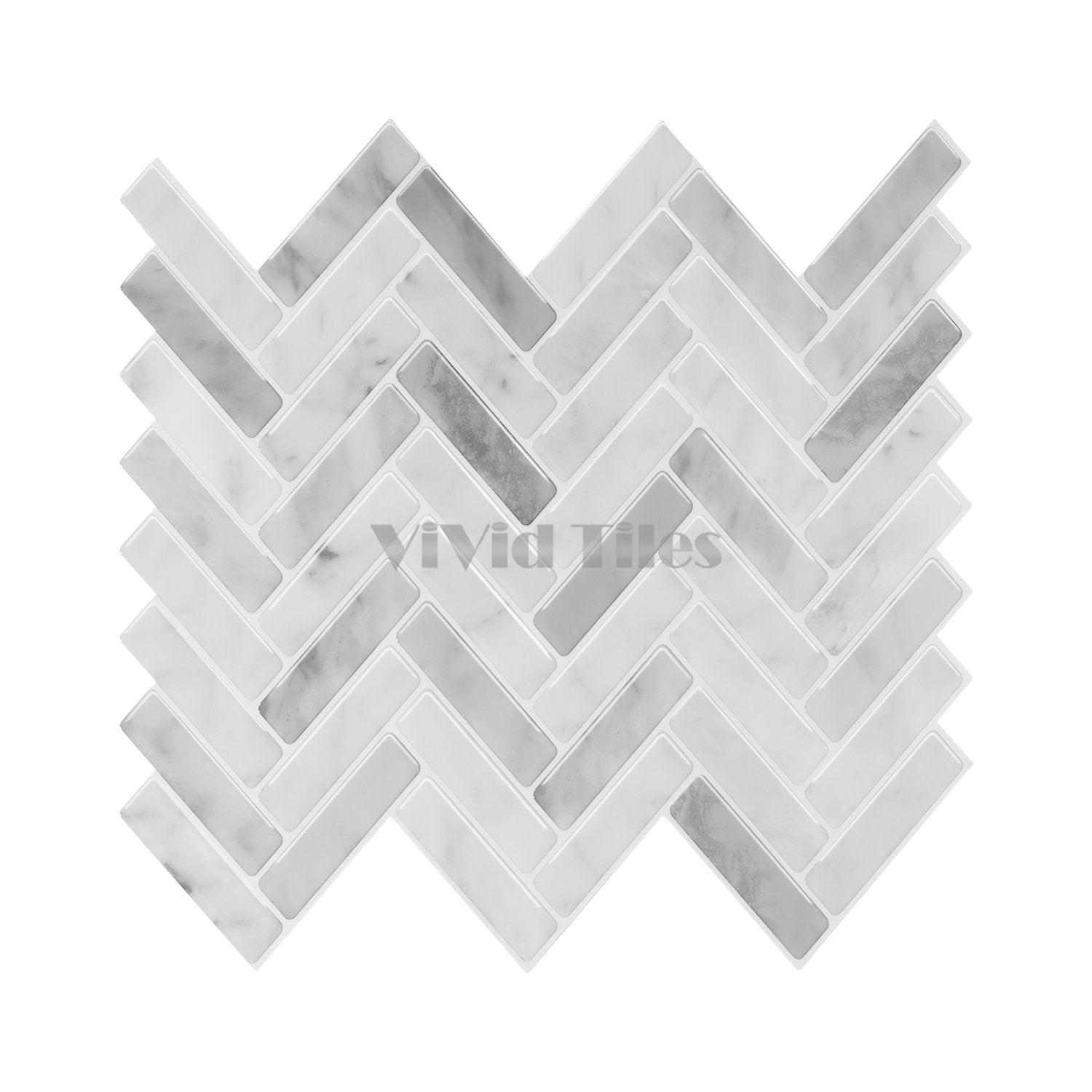 Thicker Upgrade Grey Marble Herringbone Vinyl Tile HB404 by Vivid Tiles | Souqify