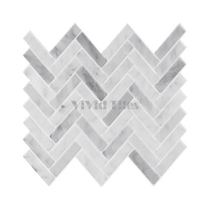 Thicker Upgrade Grey Marble Herringbone Vinyl Tile HB404 by Vivid Tiles | Souqify