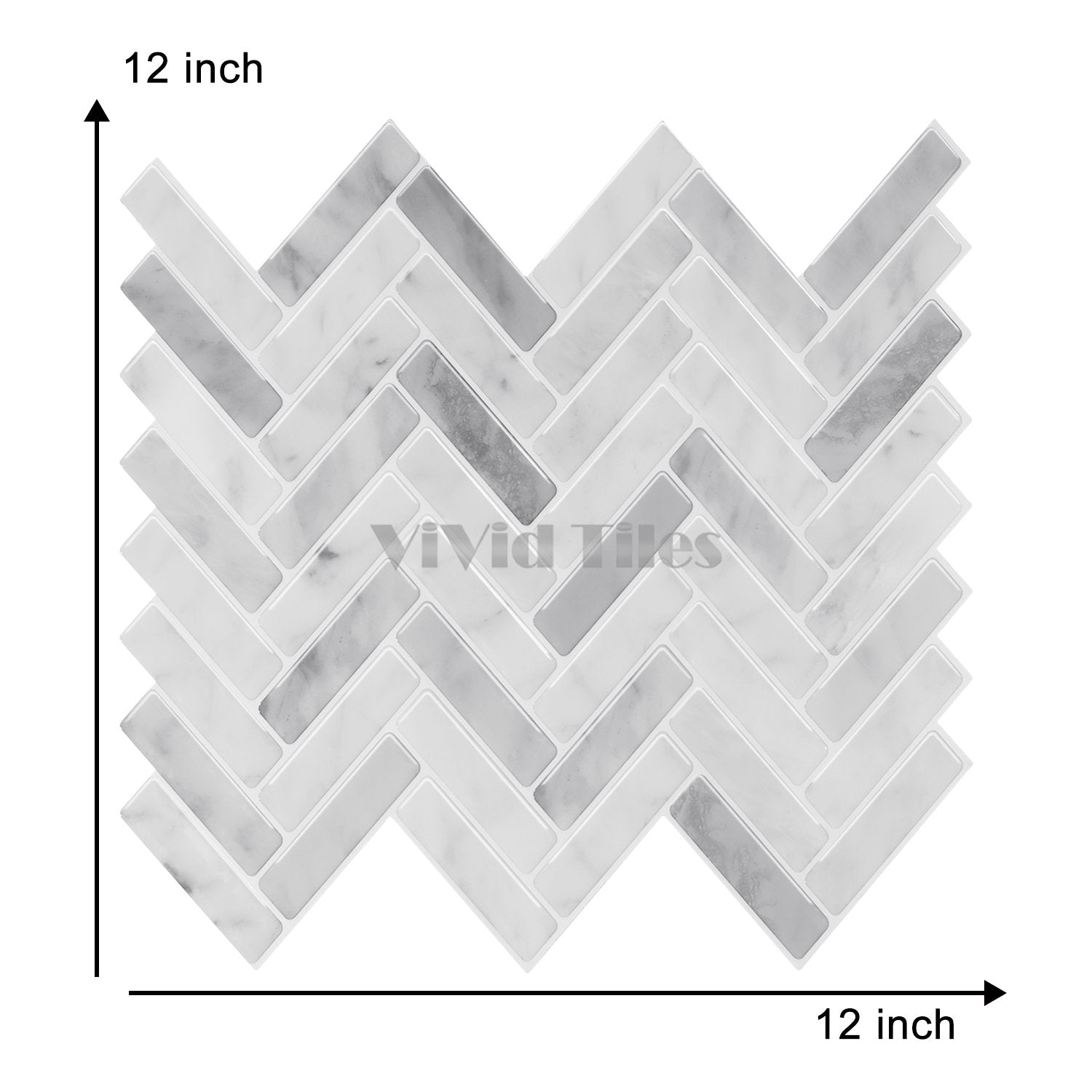 Thicker Upgrade Grey Marble Herringbone Vinyl Tile HB404 by Vivid Tiles | Souqify
