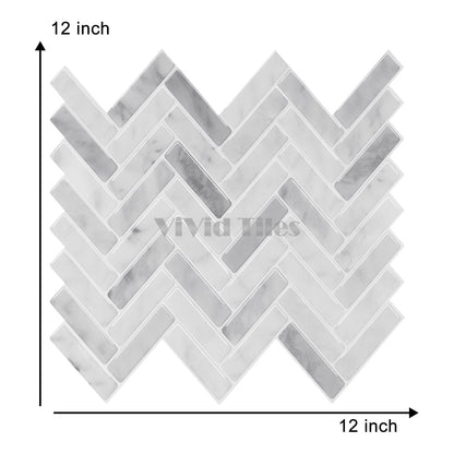 Thicker Upgrade Grey Marble Herringbone Vinyl Tile HB404 by Vivid Tiles | Souqify