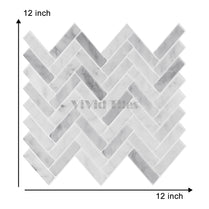 Thicker Upgrade Grey Marble Herringbone Vinyl Tile HB404 by Vivid Tiles | Souqify