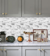 Thicker Upgrade Grey Marble Strip Vinyl Tile HB302 by Vivid Tiles | Souqify