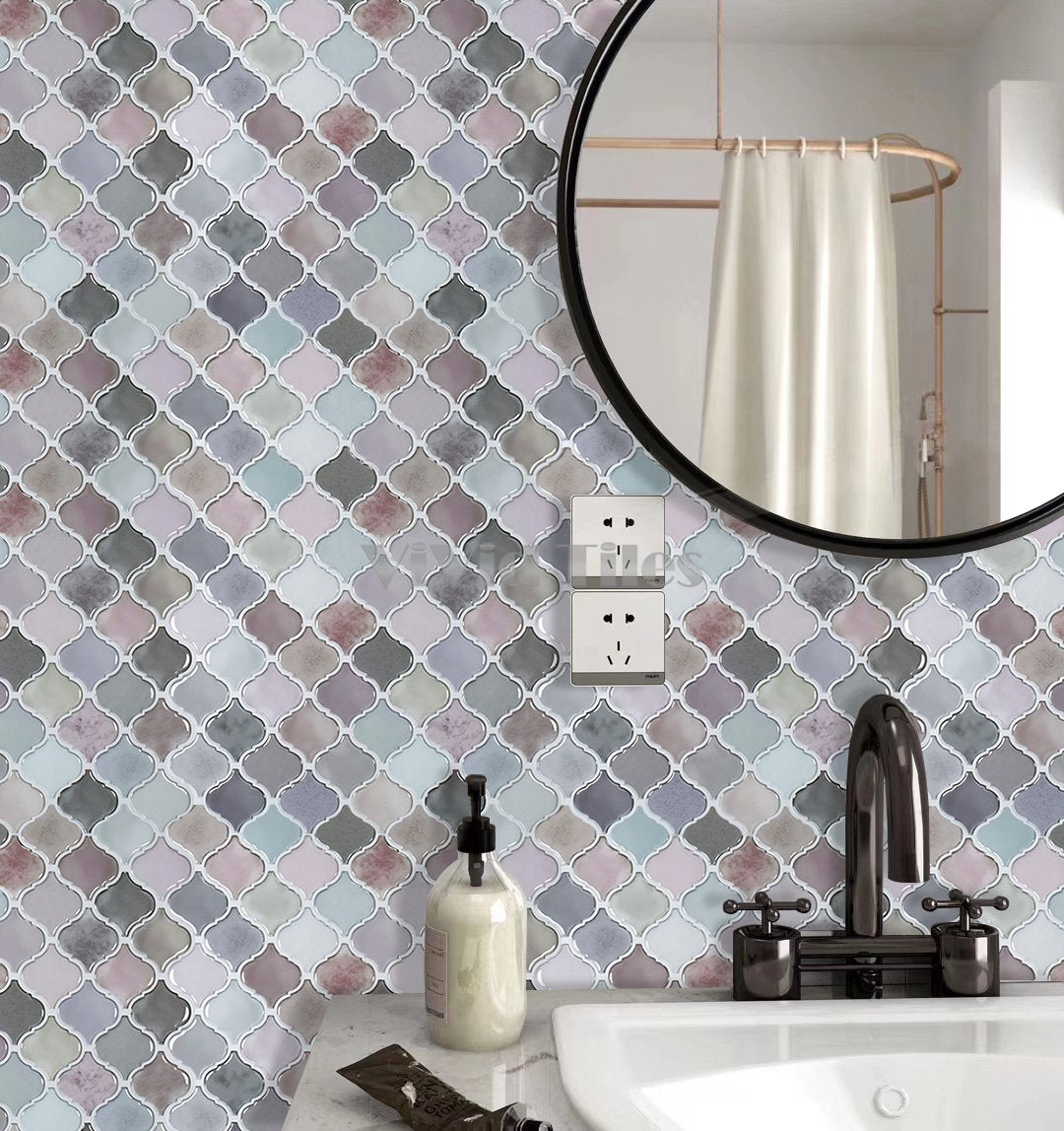 Thicker Upgrade Lantern Design Pink Marble Vinyl Tile HB506 by Vivid Tiles | Souqify