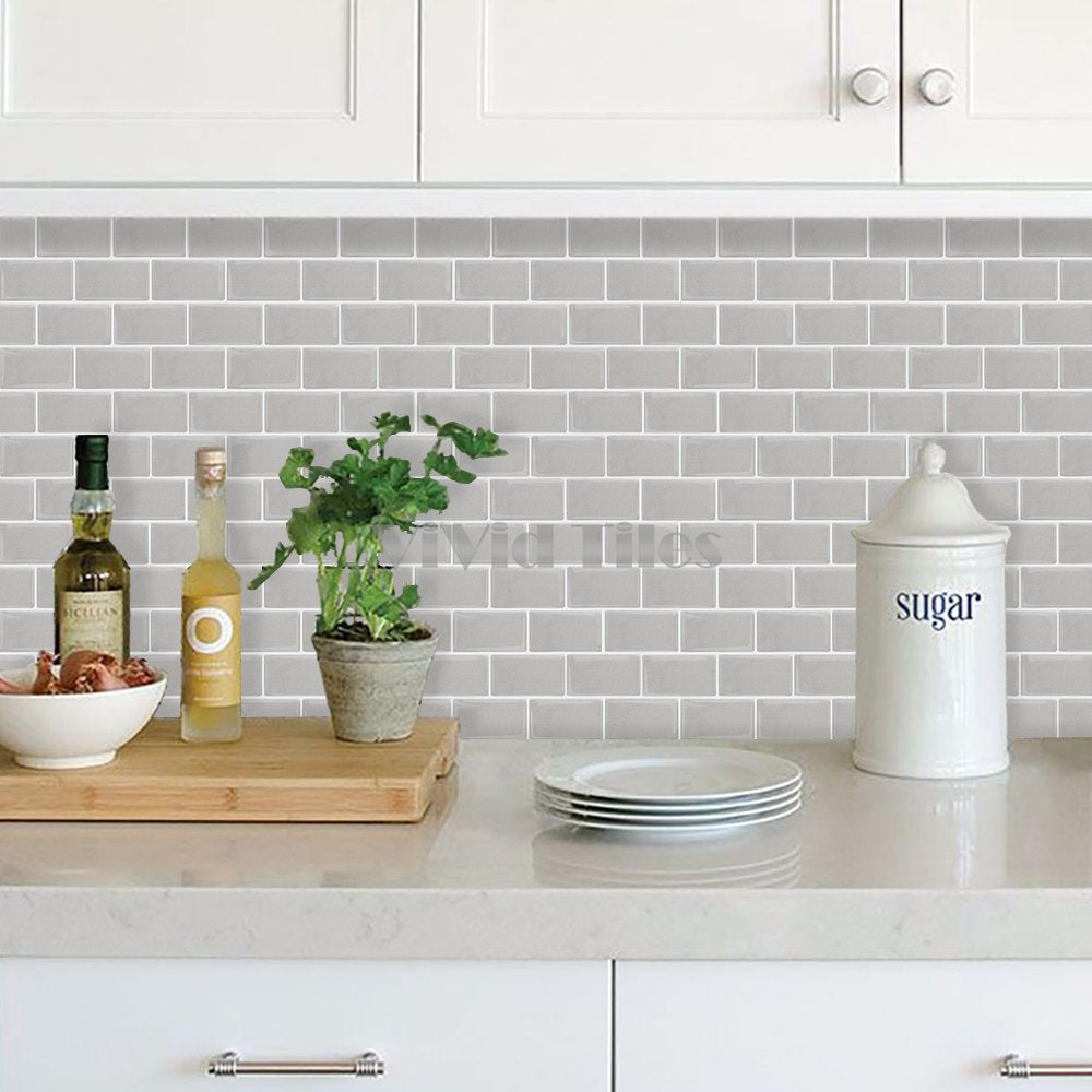 Thicker Upgrade Light Grey Brick Vinyl Tile HB113 by Vivid Tiles | Souqify