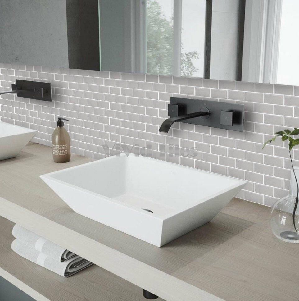 Thicker Upgrade Light Grey Brick Vinyl Tile HB113 by Vivid Tiles | Souqify
