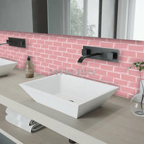 Thicker Upgrade Pink Subway Vinyl Tile With White Grout HB205 by Vivid Tiles | Souqify