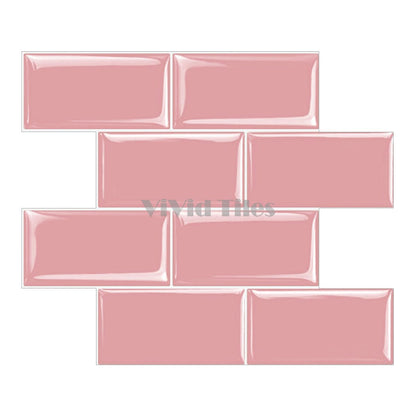 Thicker Upgrade Pink Subway Vinyl Tile With White Grout HB205 by Vivid Tiles | Souqify