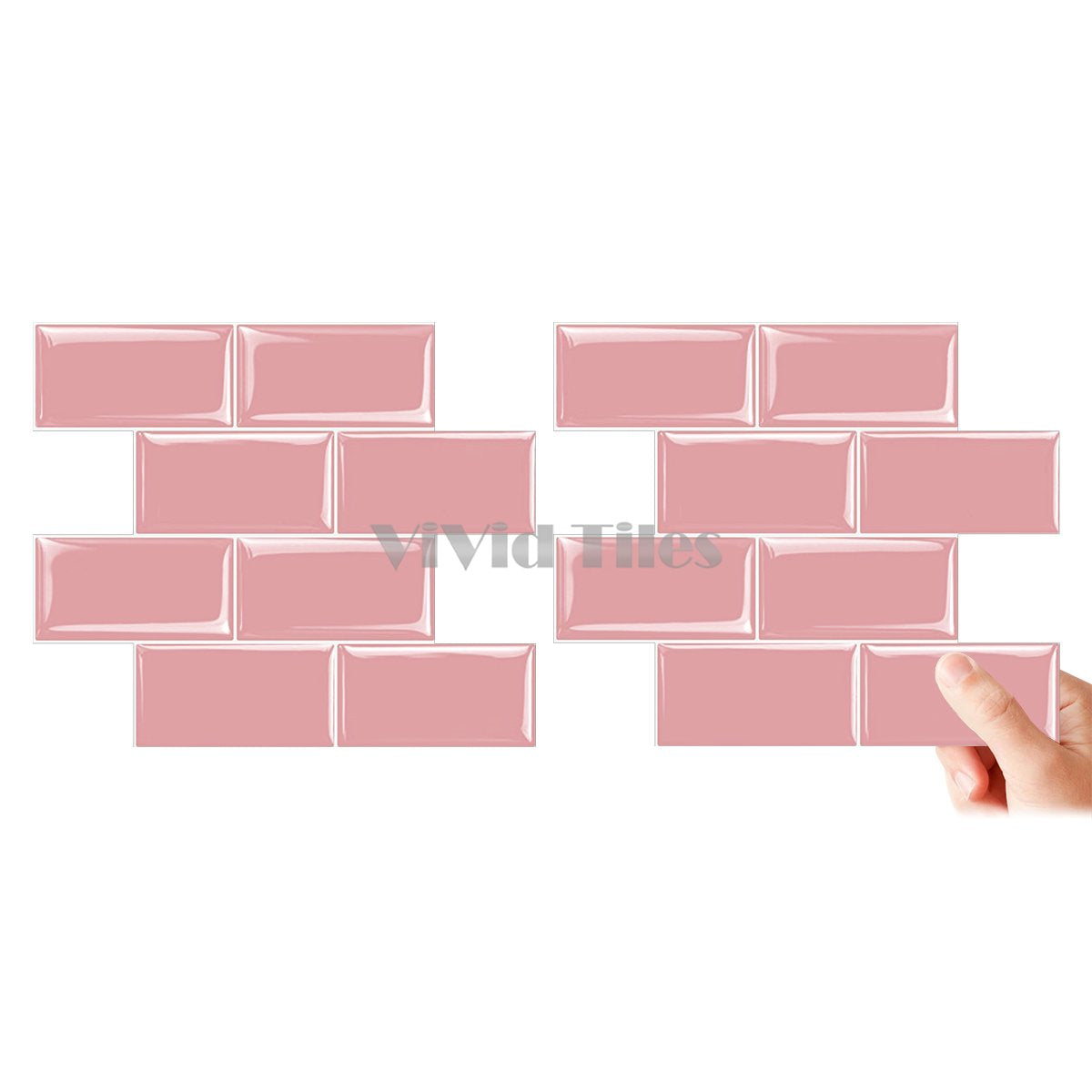 Thicker Upgrade Pink Subway Vinyl Tile With White Grout HB205 by Vivid Tiles | Souqify