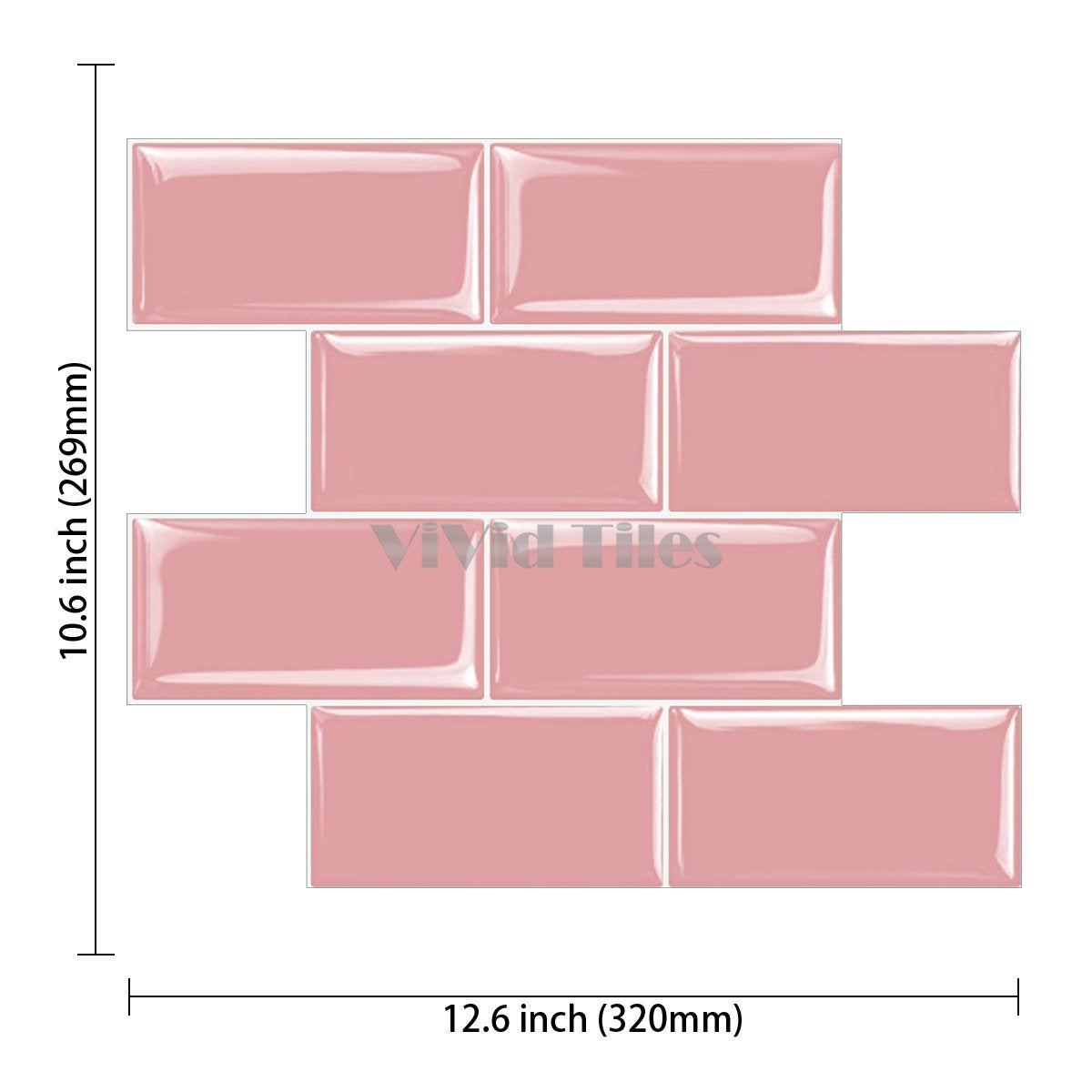 Thicker Upgrade Pink Subway Vinyl Tile With White Grout HB205 by Vivid Tiles | Souqify