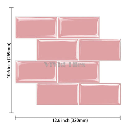 Thicker Upgrade Pink Subway Vinyl Tile With White Grout HB205 by Vivid Tiles | Souqify