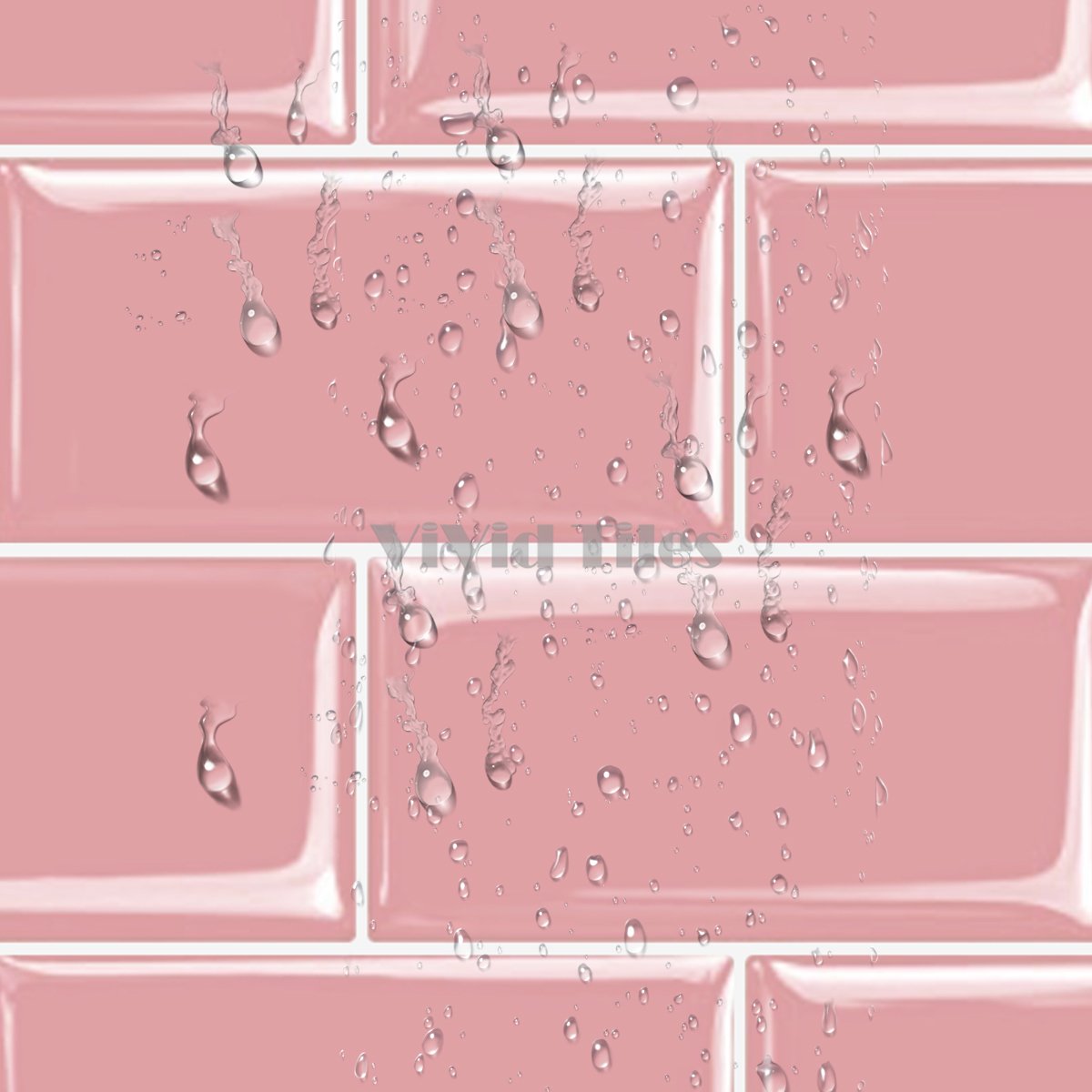 Thicker Upgrade Pink Subway Vinyl Tile With White Grout HB205 by Vivid Tiles | Souqify