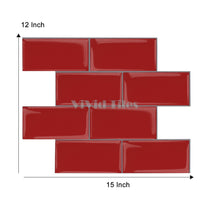 Thicker Upgrade Red Subway Vinyl Tile With Grey Grout HB209 by Vivid Tiles | Souqify