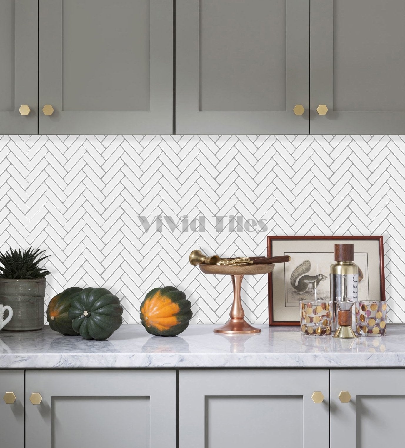Thicker Upgrade White Herringbone Vinyl Tile HB400 by Vivid Tiles | Souqify