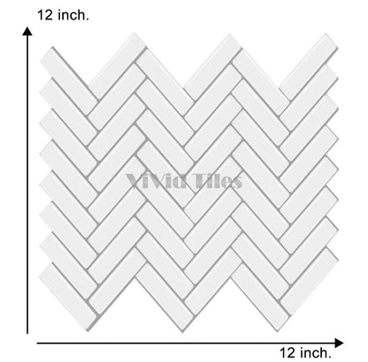 Thicker Upgrade White Herringbone Vinyl Tile HB400 by Vivid Tiles | Souqify