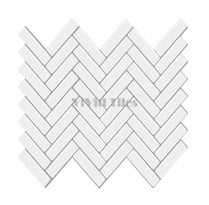 Thicker Upgrade White Herringbone Vinyl Tile HB400 by Vivid Tiles | Souqify