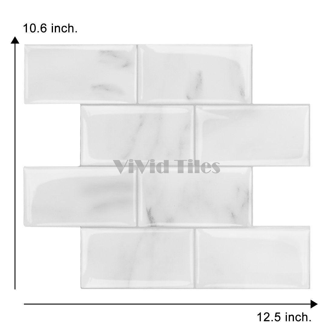 Thicker Upgrade White Marble Subway Vinyl Tile With Grey Grout HB204 by Vivid Tiles | Souqify