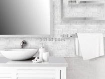 Thicker Upgrade White Marble Subway Vinyl Tile With Grey Grout HB204 by Vivid Tiles | Souqify