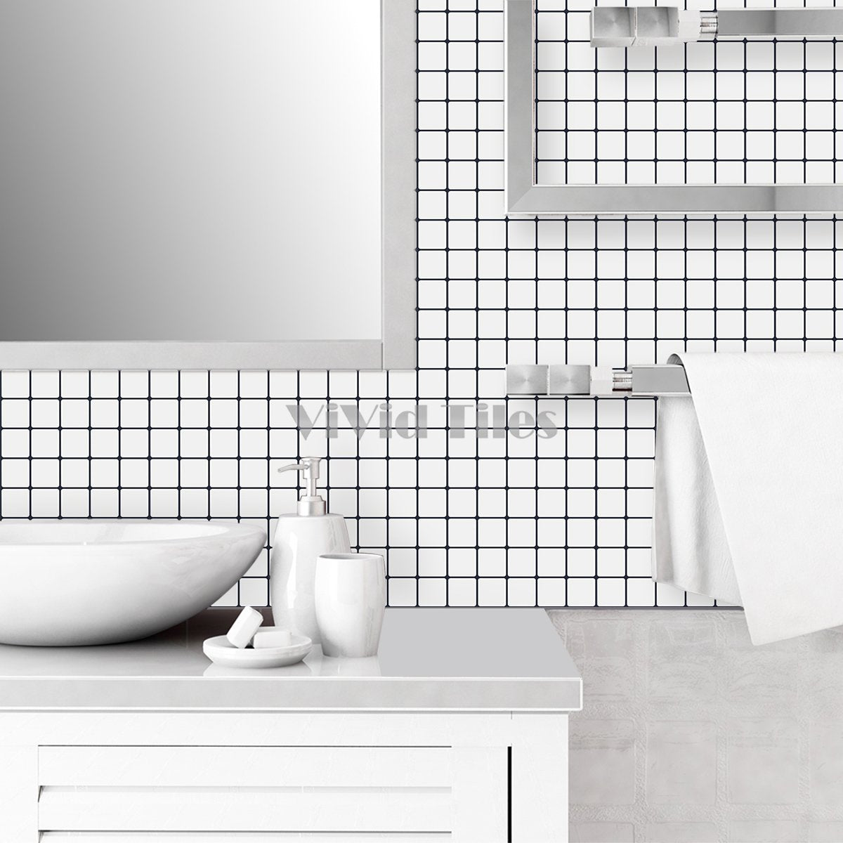 Thicker Upgrade White Square Vinyl Tile HB516 by Vivid Tiles | Souqify