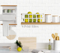 Thicker Upgrade White Subway Vinyl Tile With Light Grey Grout HB200 by Vivid Tiles | Souqify