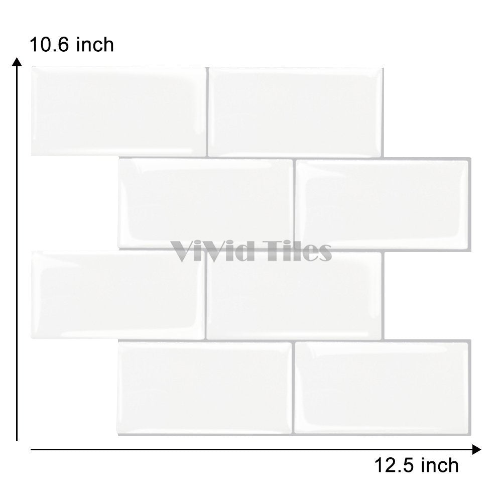 Thicker Upgrade White Subway Vinyl Tile With Light Grey Grout HB200 by Vivid Tiles | Souqify