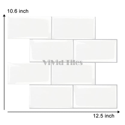 Thicker Upgrade White Subway Vinyl Tile With Light Grey Grout HB200 by Vivid Tiles | Souqify